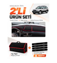 e-biz SUBARU FORESTER (1997-2002) Uyumlu Torpido Örtüsü + Tay Tüyü Çanta - Siyah-Kırmızı - SU002