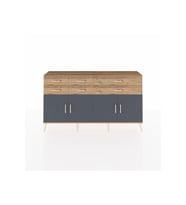 Arges Konsol 3 Raflı 6 Çekmeceli 4 Kapaklı 176x30x99 Çam-Antrasit/Çam