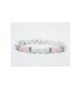 Doğanın Zarafeti  Pembe Kuvars Ve Havlit Doğal Taş Bileklik > Sertifikalı - Handcrafted