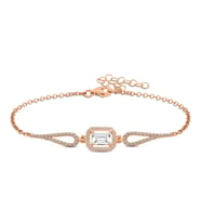 pilelistore 925 Ayar Gümüş Rose Dikdörtgen Baget Bileklik