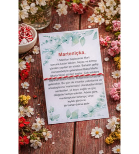 Yeşil Çiçekli Kartlı Marteniçka Dilek Bilekliği -  Jelatinli - Şans Bilekliği - 5 Adet - 9x14cm