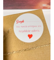 Sevgili Yazılı Noktalı Yuvarlak Yapışkanlı Etiket 4x4 cm 120 Adet