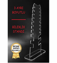 Model2 Dekoratif Şık Bileklik Standı Takı Aksesuar Organizeri Pleksi Teşir Standı (Şeffaf)