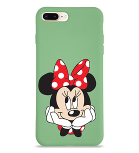 Apple iPhone 7 Plus Uyumlu Lansman Kılıf Minnie Mouse Tasarımlı Altı Kapalı İçi Kadife Kaplı  Kapak (Şeffaf)