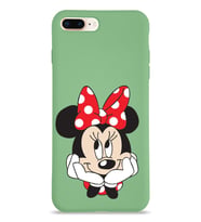 Apple iPhone 7 Plus Uyumlu Lansman Kılıf Minnie Mouse Tasarımlı Altı Kapalı İçi Kadife Kaplı  Kapak (Şeffaf)