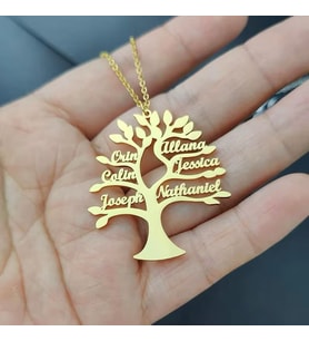 Kişiye Özel Hayat Ağacı Model Çoklu İsim Kolye 925K Gümüş (Gold)
