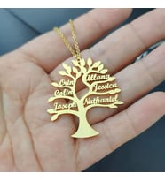 Kişiye Özel Hayat Ağacı Model Çoklu İsim Kolye 925K Gümüş (Gold)