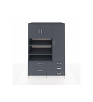 Kronos Dolap 9 Raflı 5 Çekmeceli 3 Kapaklı 132x59x195 Antrasit-Antrasit/Antrasit