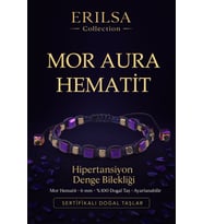 Sertifikalı Hipertansiyon Denge Enerji Bilekliği – Mor Aura Hematit Doğal Taş 6 mm Ayarlanabilir (Çok Renkli)