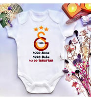 Unisex Bebek Galatasaray Taraftar Baskılı %100 Pamuklu Çıtçıtlı Body Zıbın