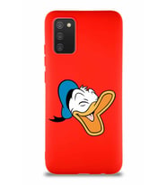Samsung Galaxy A02S Soft Premier Kapak Donald Duck-E Tasarımlı Silikon Kılıf - Kırmızı (Şeffaf)