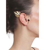 Kadın Altın Renk Lak Kaplama Taşlı Yaprak Stilizesi Sağ Kulak Earcuff & Kıkırdak Küpe