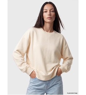 LC WAIKIKI Bej Oversize Soft Touch Kadın Sweatshirt