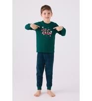 Arnetta 3131 Garson Noel Let İt Snow Erkek Çocuk Yeşil Uzun Kol Pijama Takım