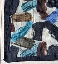 Fırça Desenli Bambu Eşarp  (Bordo, Siyah, Yeşil Tonlar) (Siyah-Krem)