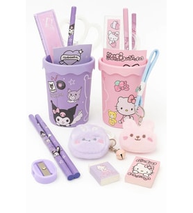 Hello Kitty veya Kuromi kalemlik seti, 8 PARÇA hem okulda hem de evde (PELUŞ AYNA İÇİNDE)
