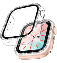 Apple Watch 40mm Ekran Koruyuculu Tek Sıra Kenar Taşlı Sert PC Kasa Koruyucu (Renksiz)