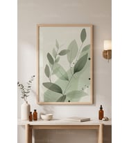 Doğal Denge Bitki Motifli Minimalist 1. Kalite Ahşap Çerçeveli Tablo
