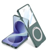 Lexroo Galaxy Z Flip 8 Kılıf M-safe Şarj Özellikli Kıpta Yüzüklü Kamera Korumalı Kılıf - Yeşil