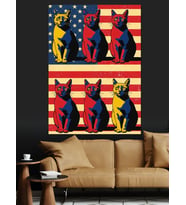 Renkli Kedi Pop Art Dekoratif Kanvas - Mdf Ahşap Tablo