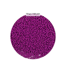 Fuşya Renk 4 mm Yaklaşık 1100 adet / 100 gram Cam Boncuk Oya Yazma Bileklik ve Kolye