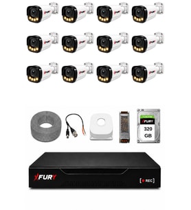 FURY 12 Kameralı Güvenlik Kamera Seti 4 Warm LED Gece Renkli Görüş 320 GB HDD