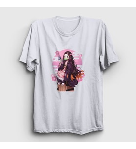 Presmono Unisex Beyaz Nezuko Kamado Anime Demon Slayer Kimetsu No Yaiba T-Shirt 308083tt