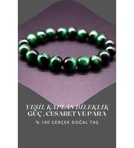 Yeşil Kaplan Gözü Doğal Taş Bileklik 8 Mm ( Güç ,cesaret Ve Para ) Aa Kalite