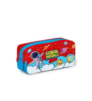 CORAL HIGH 31045 KIRMIZI MAVİ ASTRONOT UZAY DESENLİ İKİ BÖLMELİ KALEM ÇANTASI
