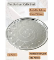 Yer Sofrası Sini 75,5 cm Çelik Tepsi Tepsi Paslanmaz