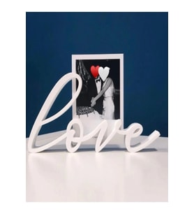 Love Yazılı Fotoğraf Tutucu Çerçeve Beyaz, Hediyelik Çerçeve Biblo