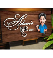 BK Gift Kişiye Özel Karikatürlü Kabartma Tasarım Ceviz Ahşap Bar Tabelası, Home Bar Tabela, Rustik Ev Dekorasyonu, Duvar Dekoru-11