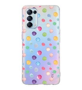 PrintiFy Oppo Reno 5  ile Uyumlu 1mm Slim Fit Water Color 6 Baskılı Şeffaf  Kılıf