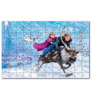 Cakapuzzle Frozen Kar Taneleri Şehir Buz Geyik Kar Adam Puzzle Yapboz MDF(Ahşap) (120 Parça)