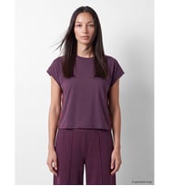 LCW EVERYDAY Mürdüm Şerit Detaylı Soft Touch Oversize Kadın Tişört