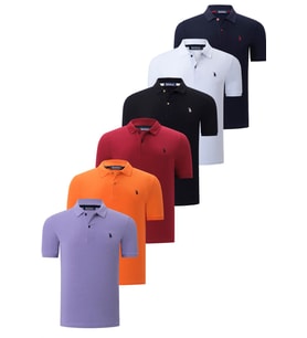 ALTILI SET T8561 DEWBERRY ERKEK T-SHIRT-SİYAH-BEYAZ-LACİVERT-BORDO-TURUNCU-LİLA (Karışık)