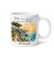 Akdeniz Sahil Yolu Temalı Kupa Bardak Özel Tasarım Hediye