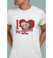I Love My Girlfriend Tshirt Sevgililer Günü Hediyelik Tişört Kişiye Özel Fotoğraf Baskılı (Düz Beyaz)