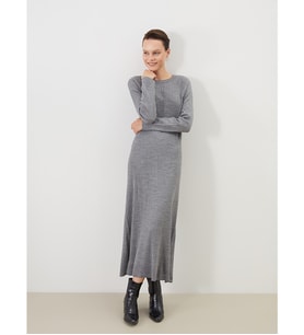 LCW Modest Gri Bisiklet Yaka Triko Elbise