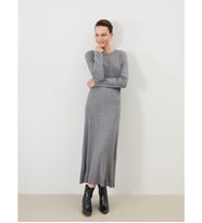 LCW Modest Gri Bisiklet Yaka Triko Elbise