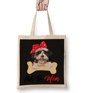 Womens Shih Tzu Mom Dog Owner Mothers Day Gift 01 Bez Çanta Uzun Saplı