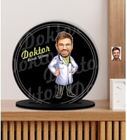 Kişiye Özel Karikatürlü Erkek Doktor Ahşap Plak - Biblo