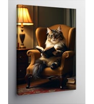 Kanvas Tablo Kitap Okuyan Kedi