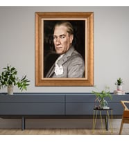 Altın Varaklı Çerçeveli Paspartulu Atatürk Tablo z4503 (Gold)