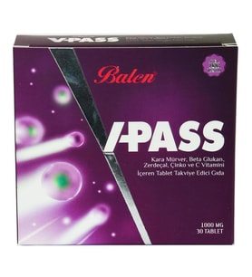 Balen V-Pass Tablet Kara Mürverli Zerdeçallı Çinko C Vitamini 30