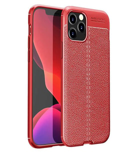 iPhone 11 Pro Max Kılıf Deri Desenli Kamera Korumalı Silikon (Kırmızı)