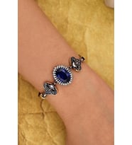 925 Ayar Gümüş Hürrem Sultan Safir Mavisi Oval Otantik Bileklik