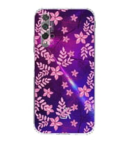 PrintiFy Huawei Nova 5T Uyumlu Kamera Korumalı Floral Pembe Tasarımlı Şeffaf Silikon Kılıf