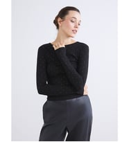 LCW EVERYDAY Siyah Taşlı Soft Touch Kadın Tişört