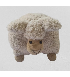 Sütlü Kahve Pofuduk Kuzu Yastık Amigurumi Organik Oyuncak